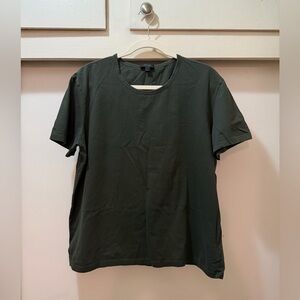 COS Women’s Dark Green 100% Cotton Basic Round Neck Short Sleeve Tee Size XL